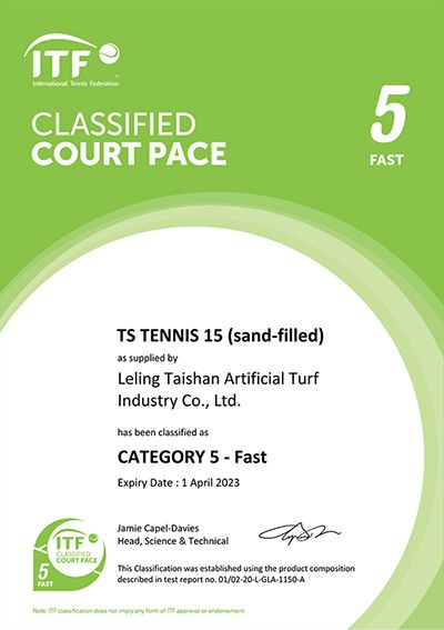 Сертификат ITF TS Tennis 15 Fast 5